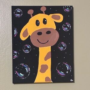 Happy Giraffe Acrylic Painting